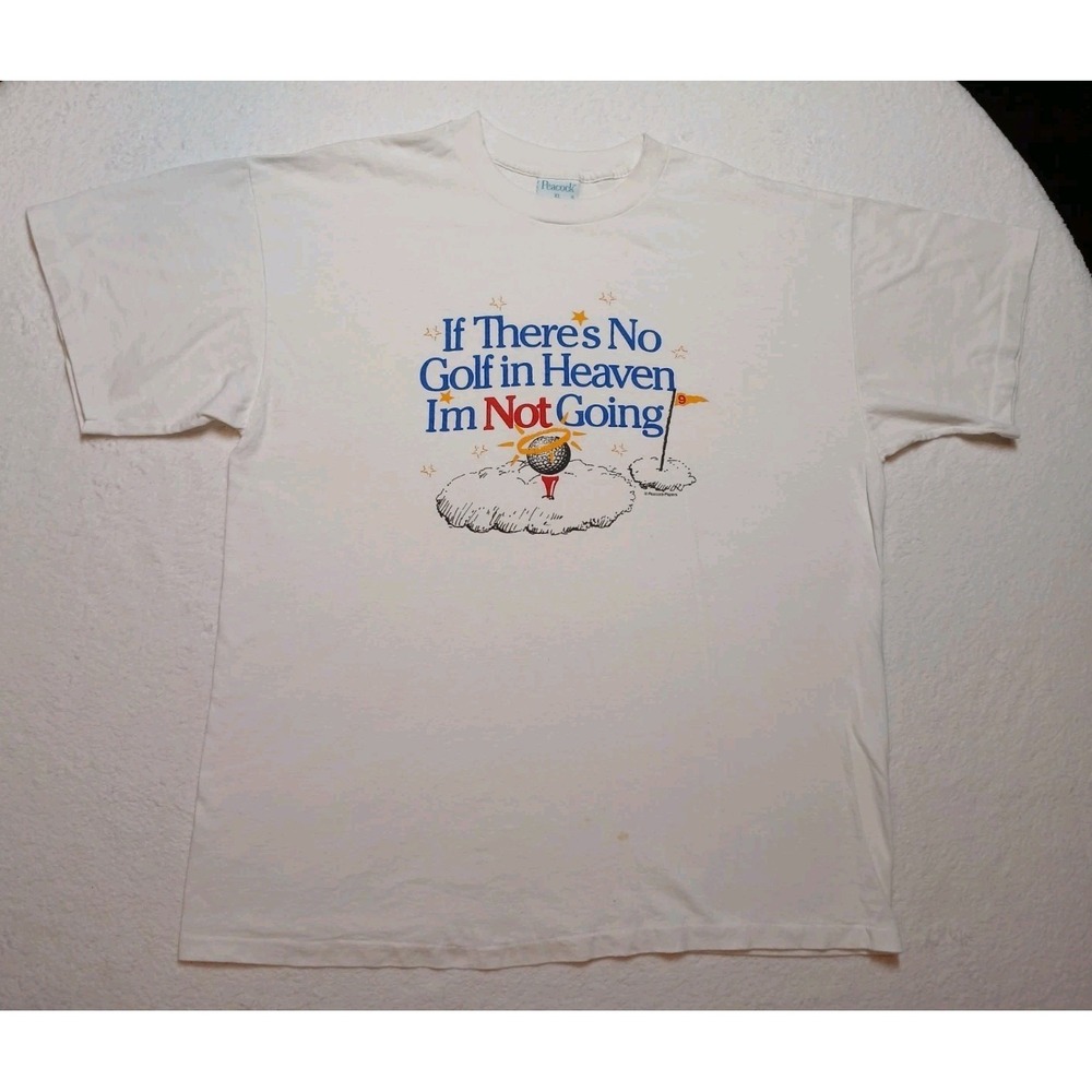 VTG 90s Peacock Papers Golf In Heaven Im Not Going T Shirt XL Single Stitch USA